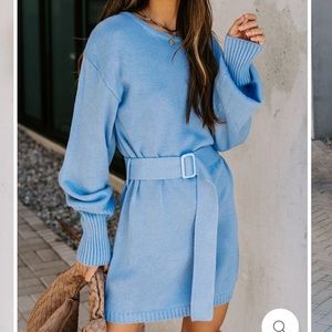 NWT and packaging. Light Blue Sweater Knee Length Dress